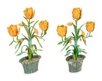 A Pair of Tole Peinte Models of Tulips