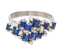 An 18 Karat White Gold, Sapphire, and Diamond Ring, 3.30 dwts.