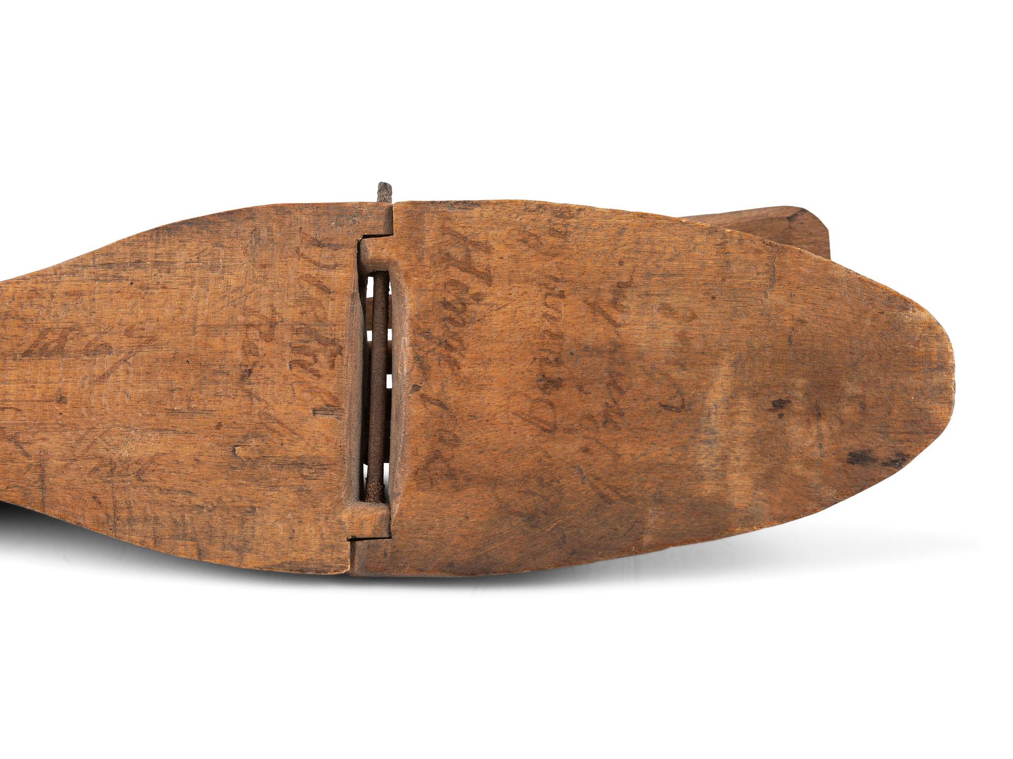 A Wooden Ice-Skate Patent Model with Inscriptions