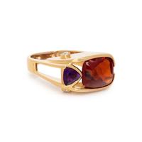 YELLOW GOLD, CITRINE, AMETHYST AND DIAMOND RING