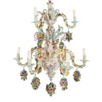 A Meissen Porcelain Nine-Light Chandelier