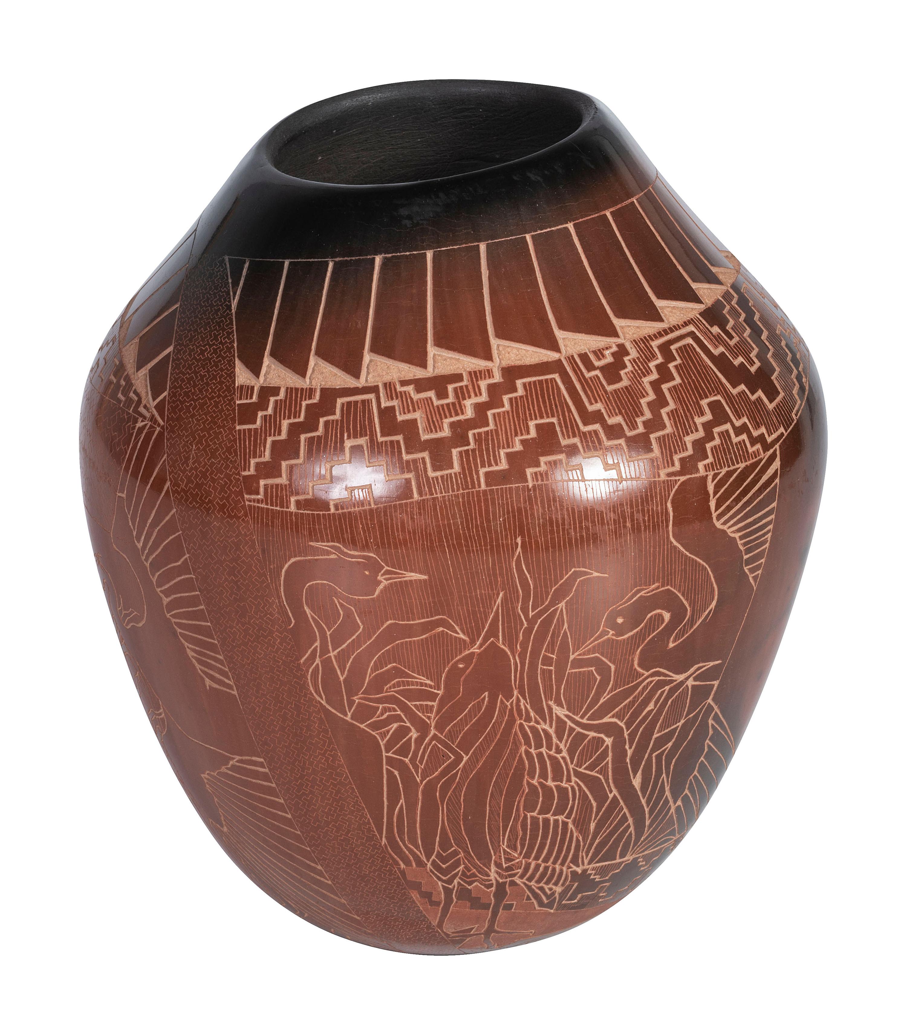 Pottery Jar with Sgraffito Decorations