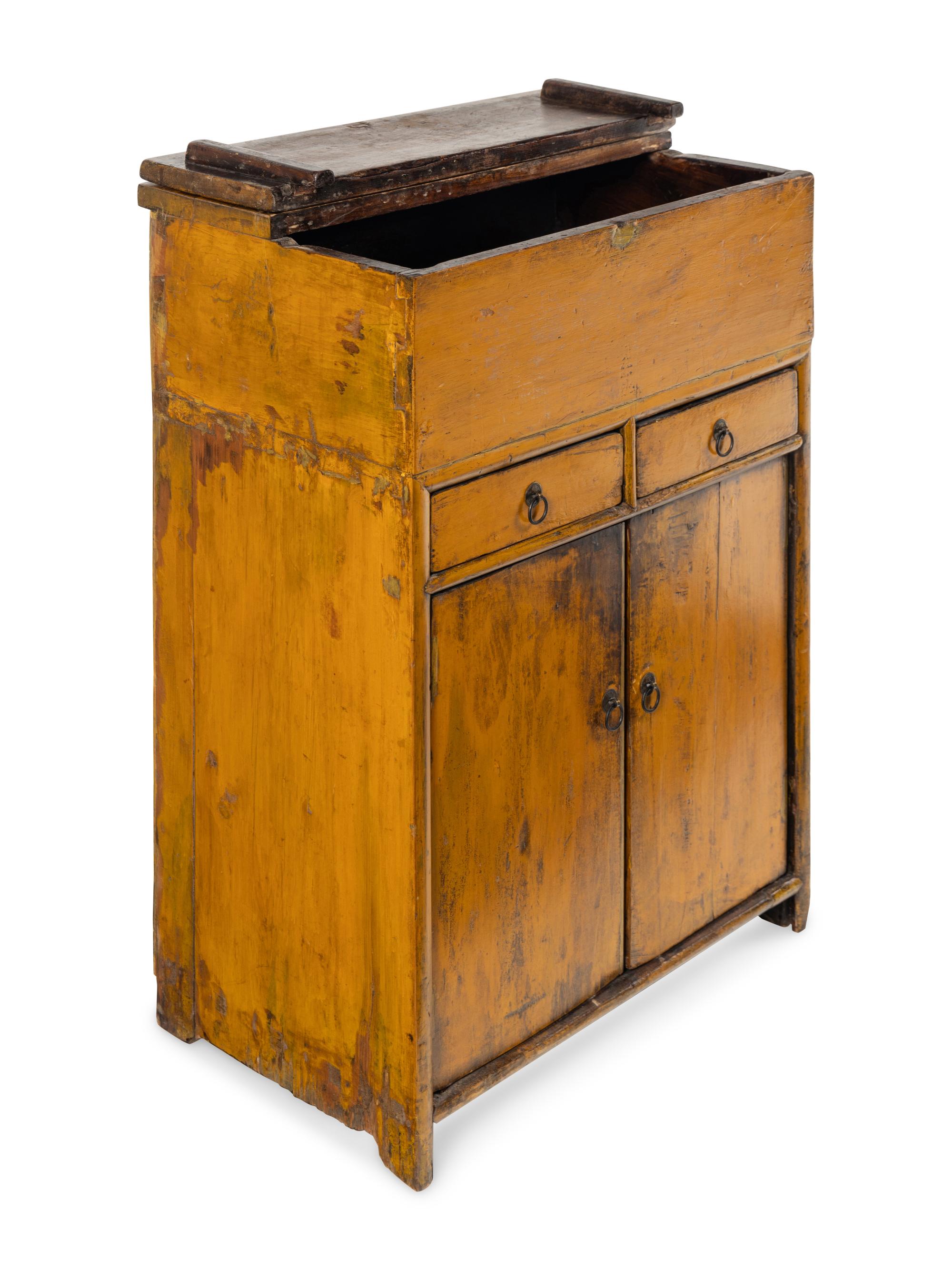 A Chinese Yellow Painted Hardwood Cabinet