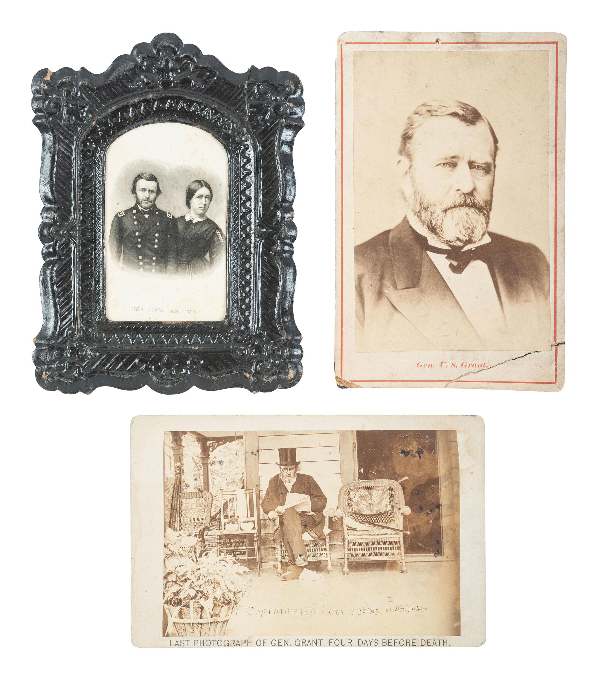 [GRANT, U.S. (1822-1885)]. 5 images of U.S. Grant, incl. last photograph taken before his death.