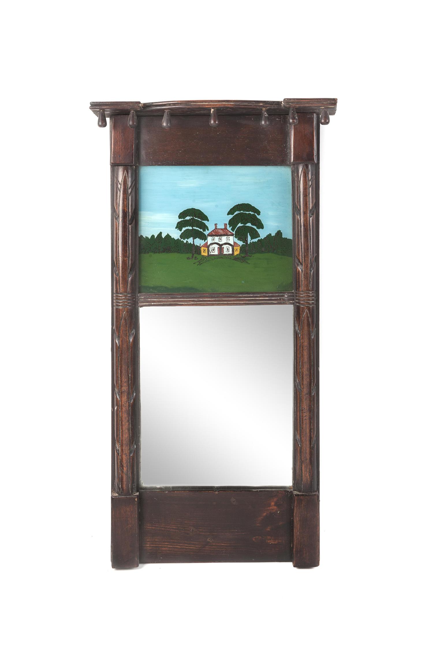 An American Mahogany Mirror and Wall Clock
