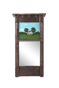 An American Mahogany Mirror and Wall Clock