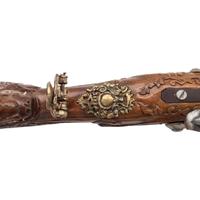 Contemporary Flintlock Jaeger with Ornately Carved and Fluted Stock
