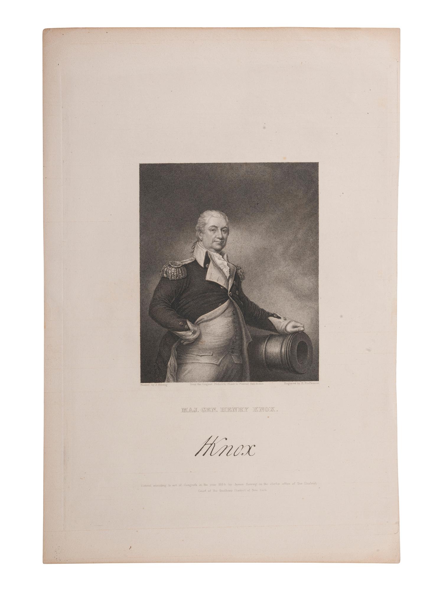 KNOX, Henry (1750-1806). Letter signed ("H Knox") as Secretary of War, to Gov. Thomas Mifflin.