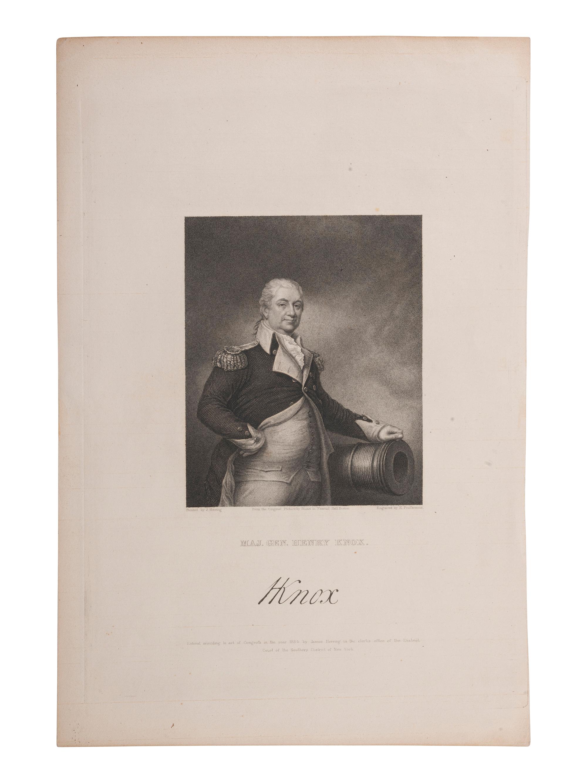 KNOX, Henry (1750-1806). Letter signed ("H Knox") as Secretary of War, to Gov. Thomas Mifflin.