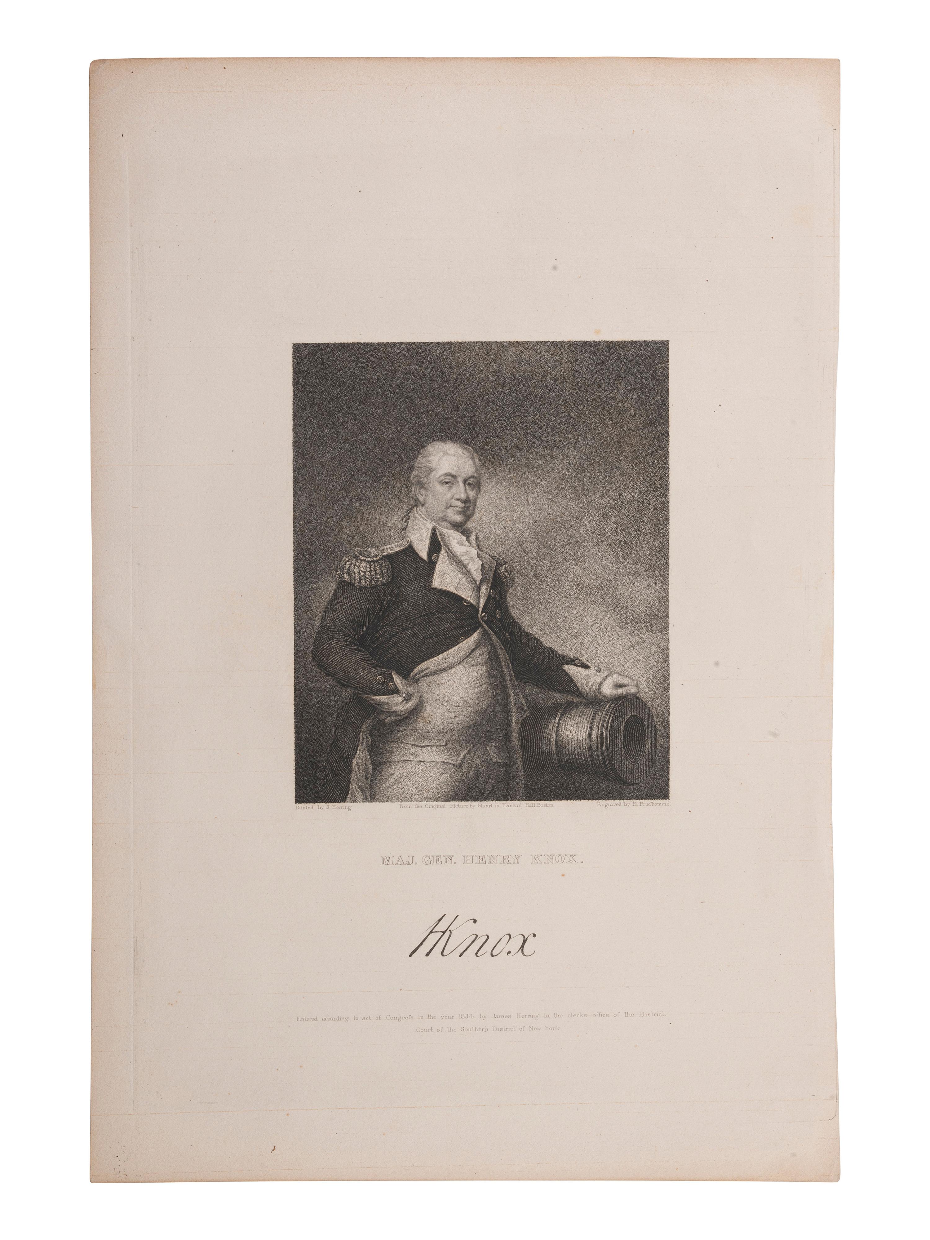 KNOX, Henry (1750-1806). Letter signed ("H Knox") as Secretary of War, to Gov. Thomas Mifflin.