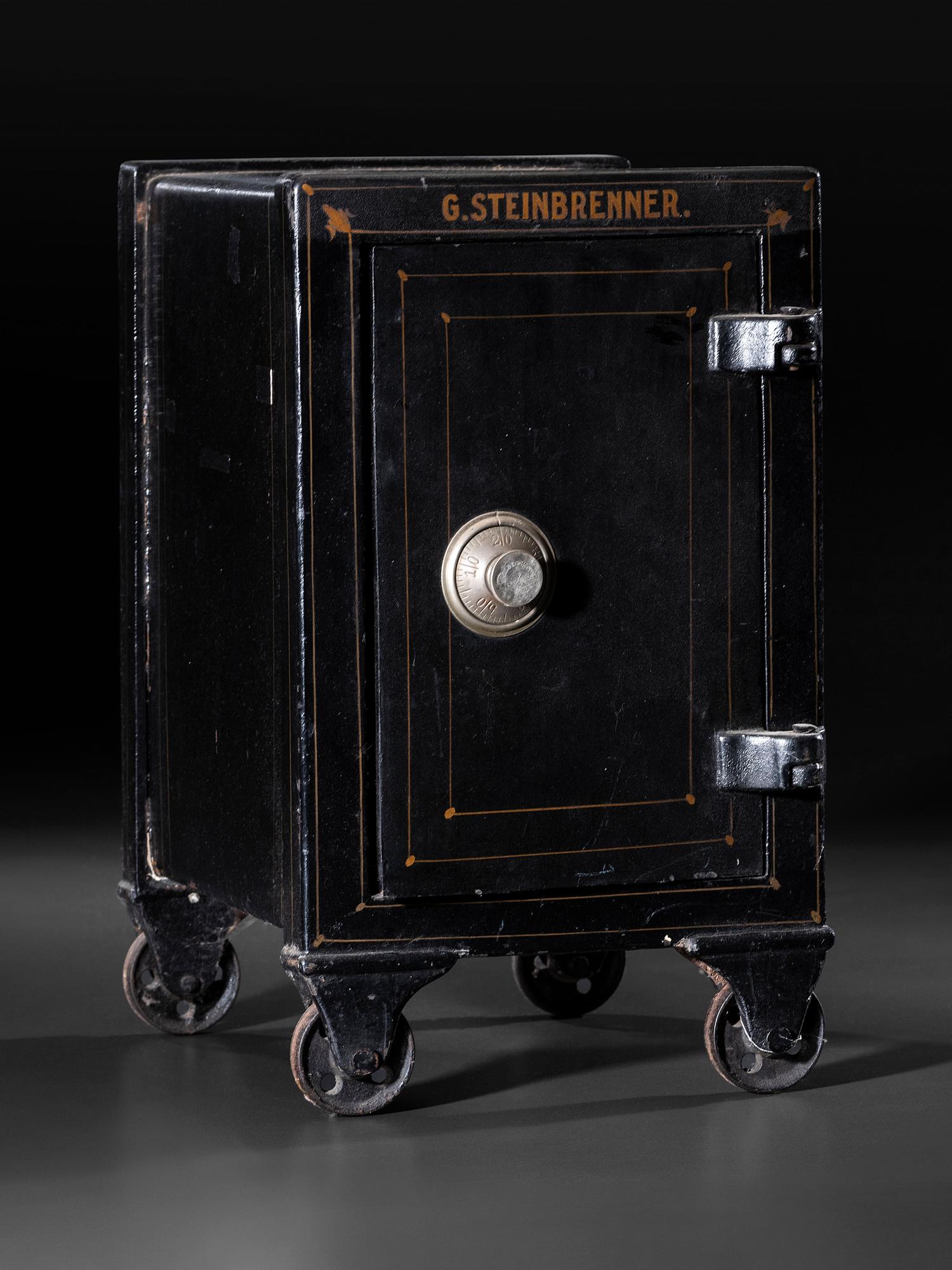 A Paint Decorated Cast Iron Safe, Marked G. Steinbrenner