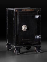 A Paint Decorated Cast Iron Safe, Marked G. Steinbrenner