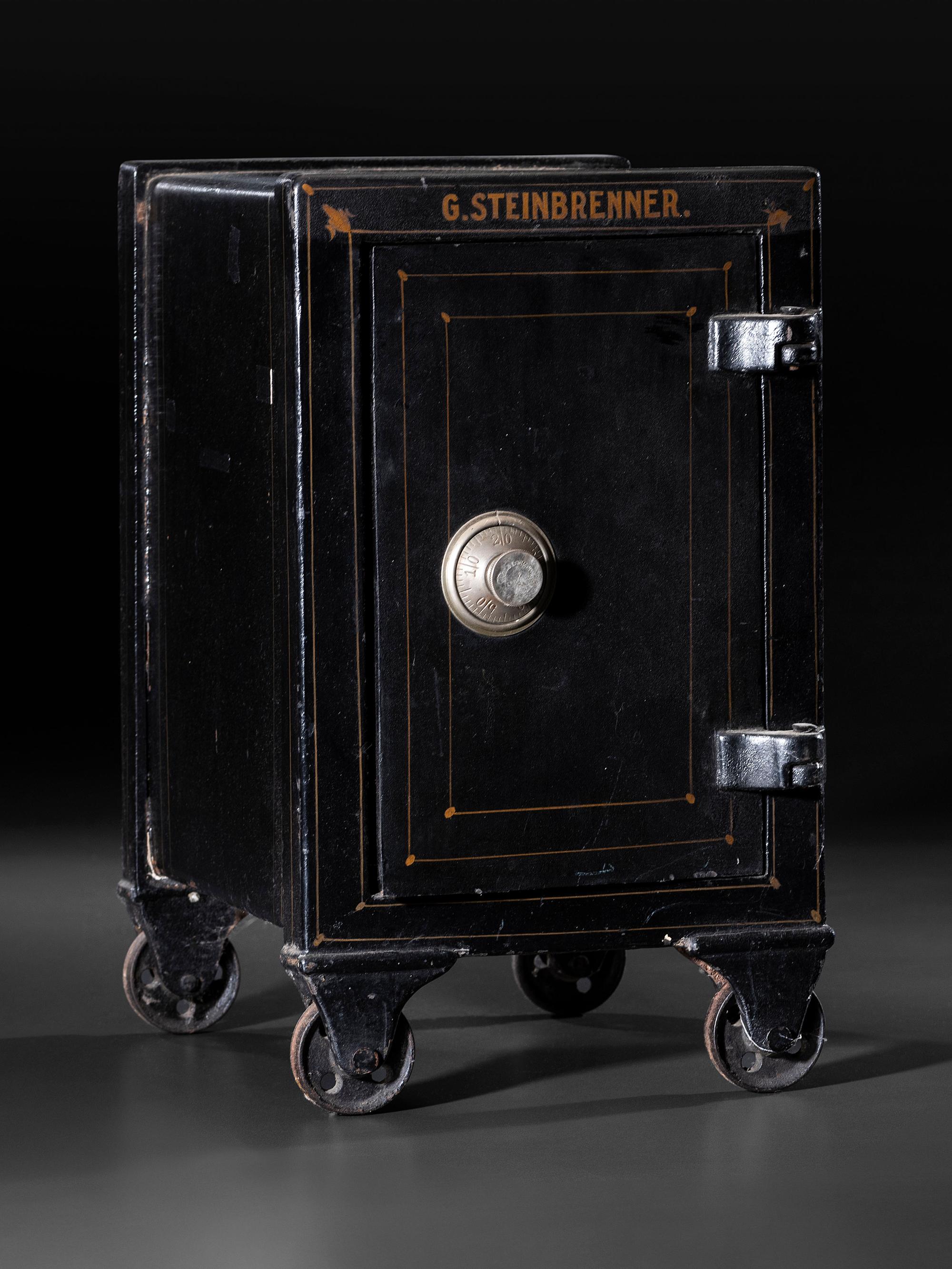 A Paint Decorated Cast Iron Safe, Marked G. Steinbrenner