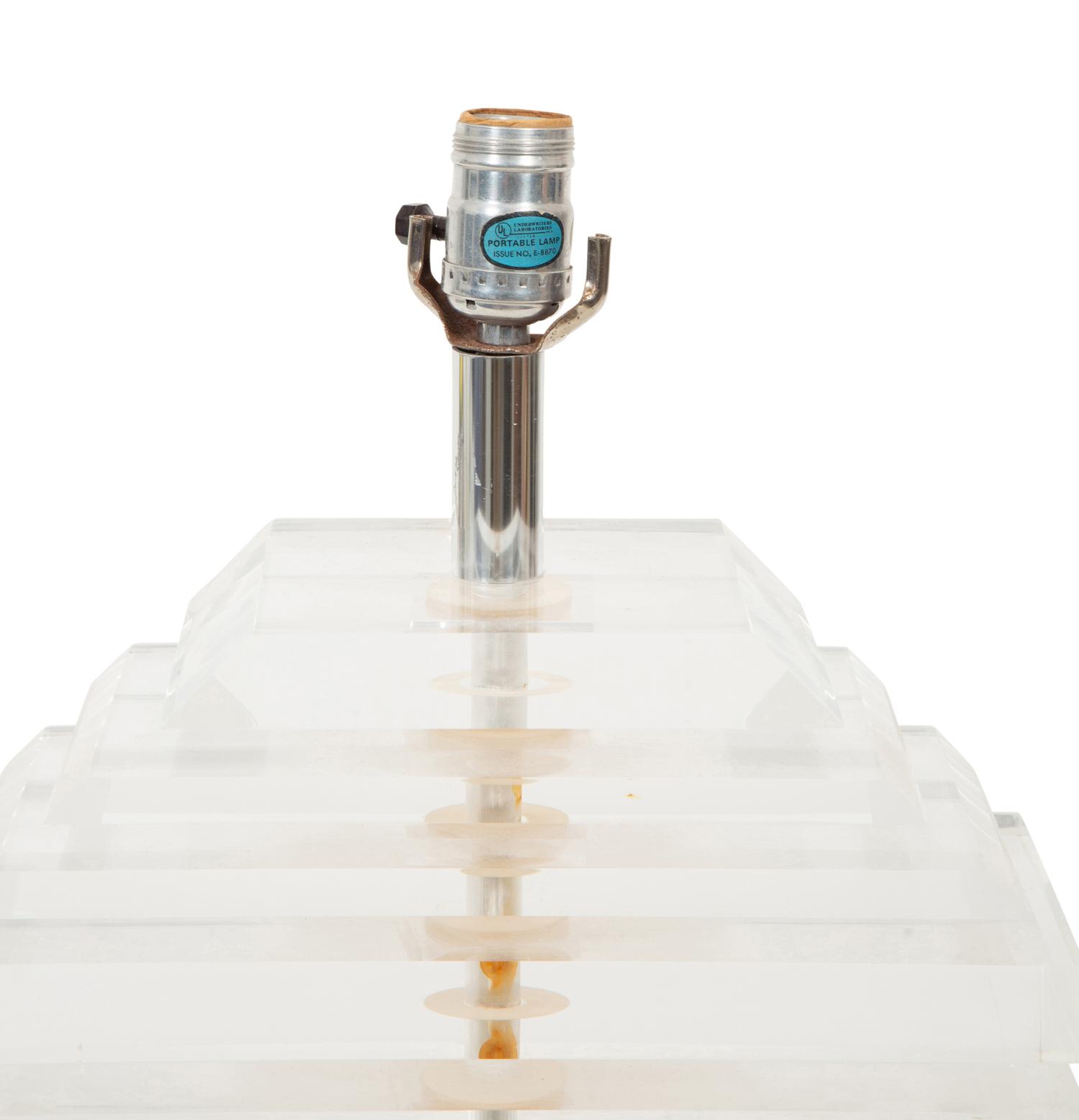 A Stacked Acrylic Table Lamp Attributed to Karl Springer