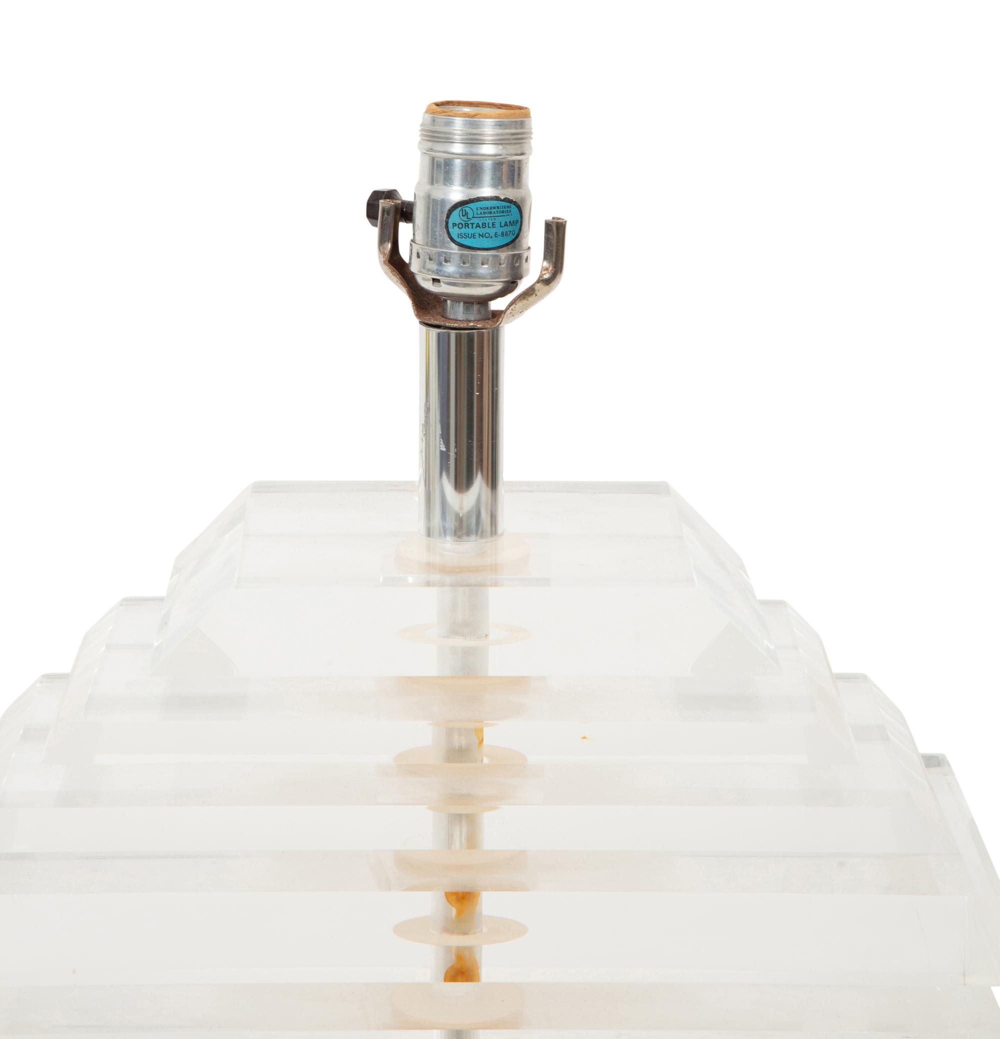 A Stacked Acrylic Table Lamp Attributed to Karl Springer