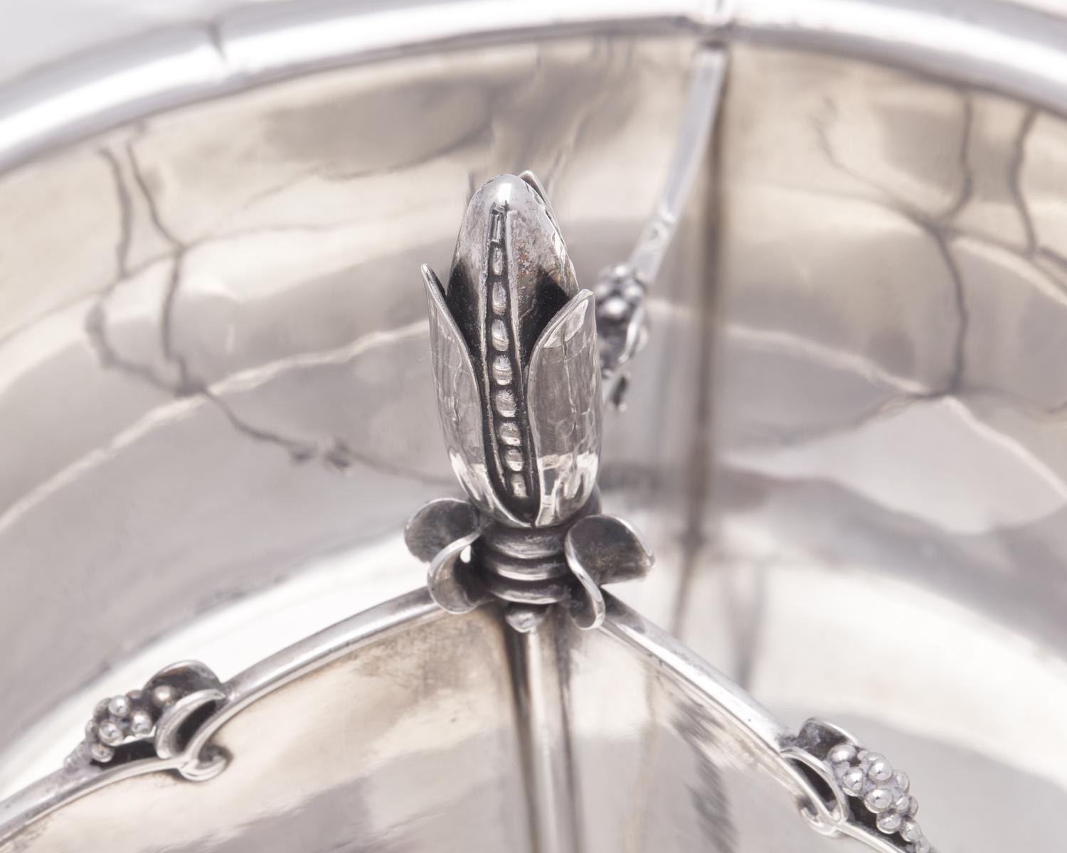 A Georg Jensen Silver Vegetable Dish with Three Part Divider
