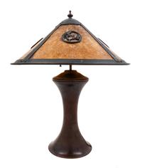 An Arts and Crafts Copper and Mica Lamp, Attributed to Lillian Palmer