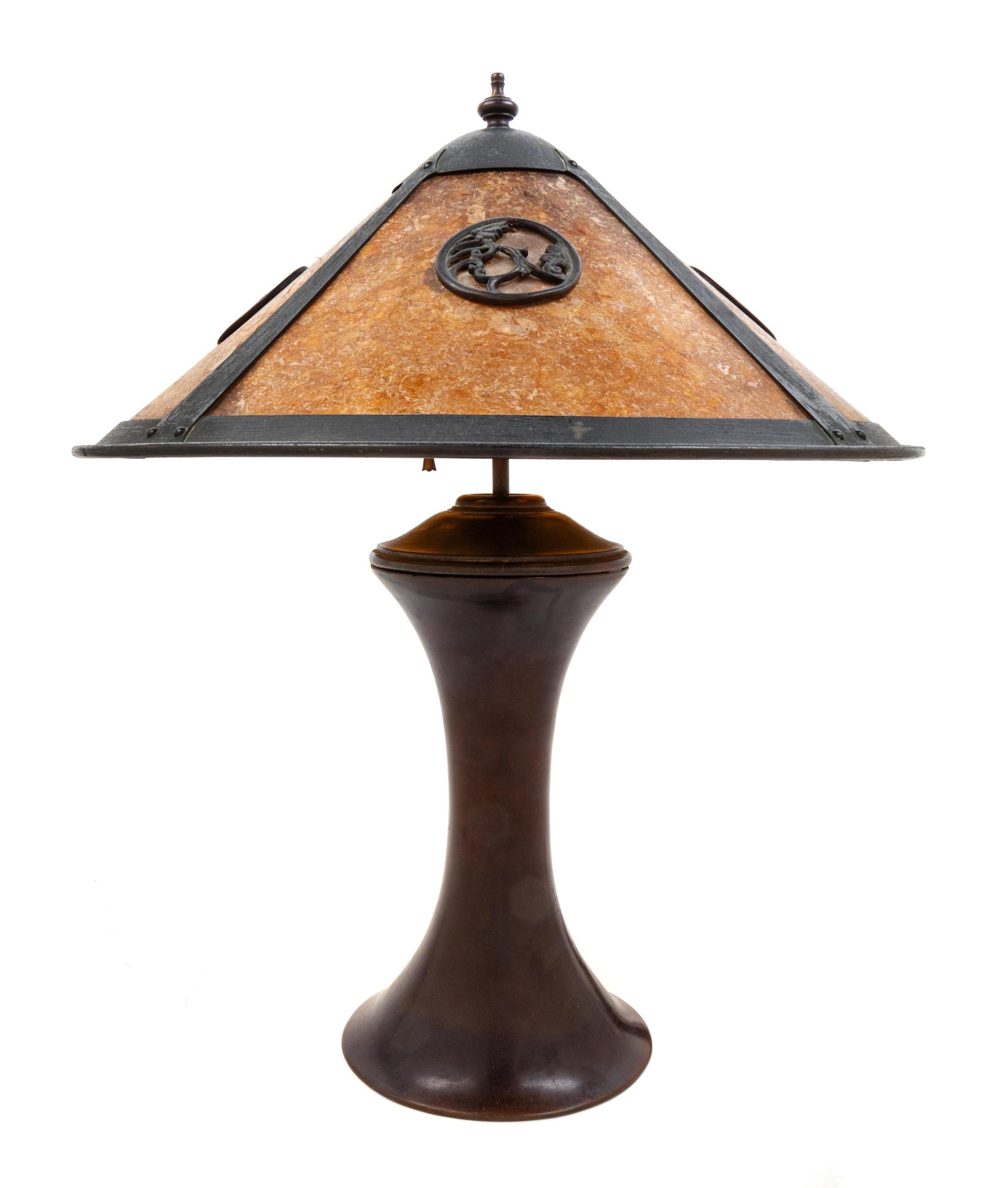 An Arts and Crafts Copper and Mica Lamp, Attributed to Lillian Palmer