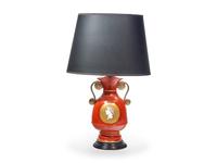 A Continental Parcel-Gilt Etruscan Decorated Porcelain Lamp
