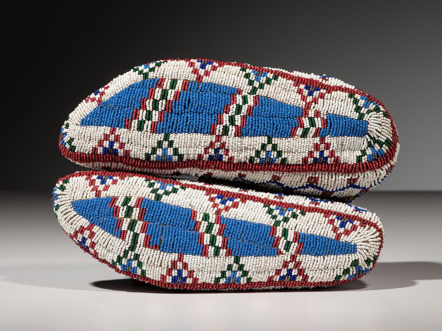 Sioux Fully Beaded Hide Moccasins