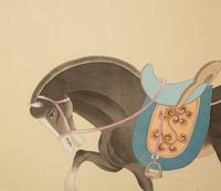 A Group of Four Chinese Gilt Framed Watercolors of Horses