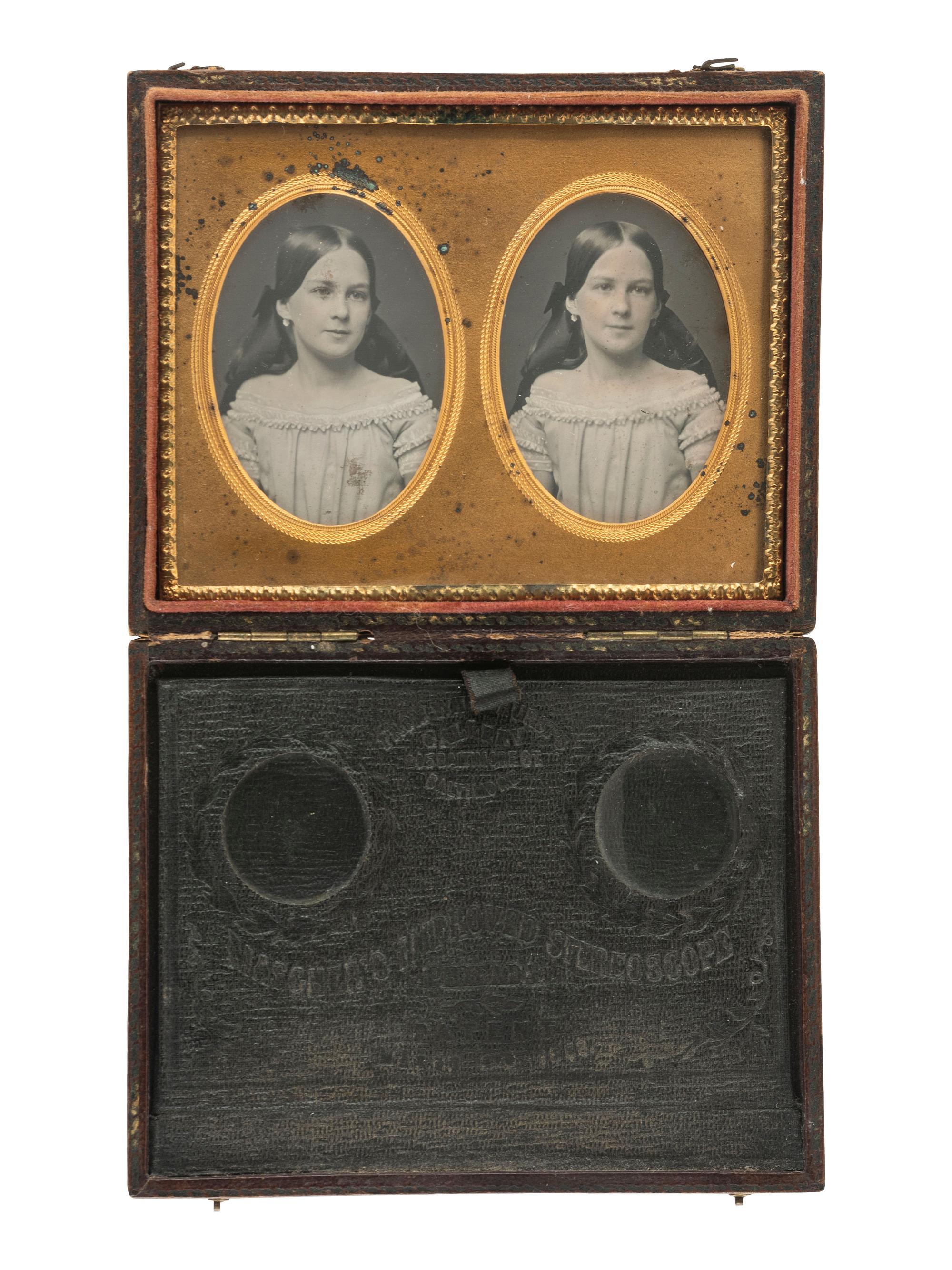 [EARLY PHOTOGRAPHY]. A pair of stereodaguerreotypes in Mascher cases, including an example by Whitehurst.