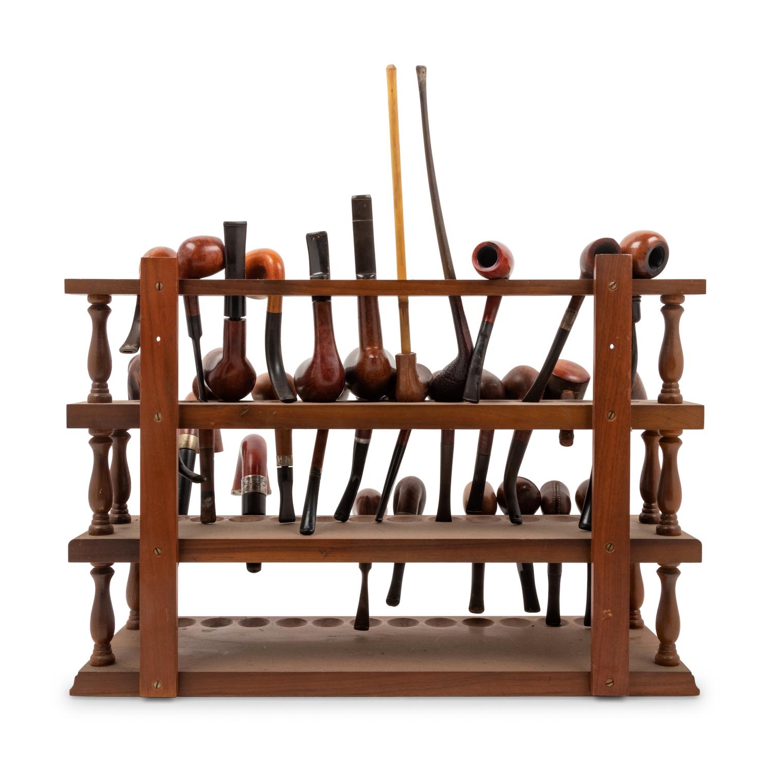 A Large Collection of Wood Briar Smoking Pipes