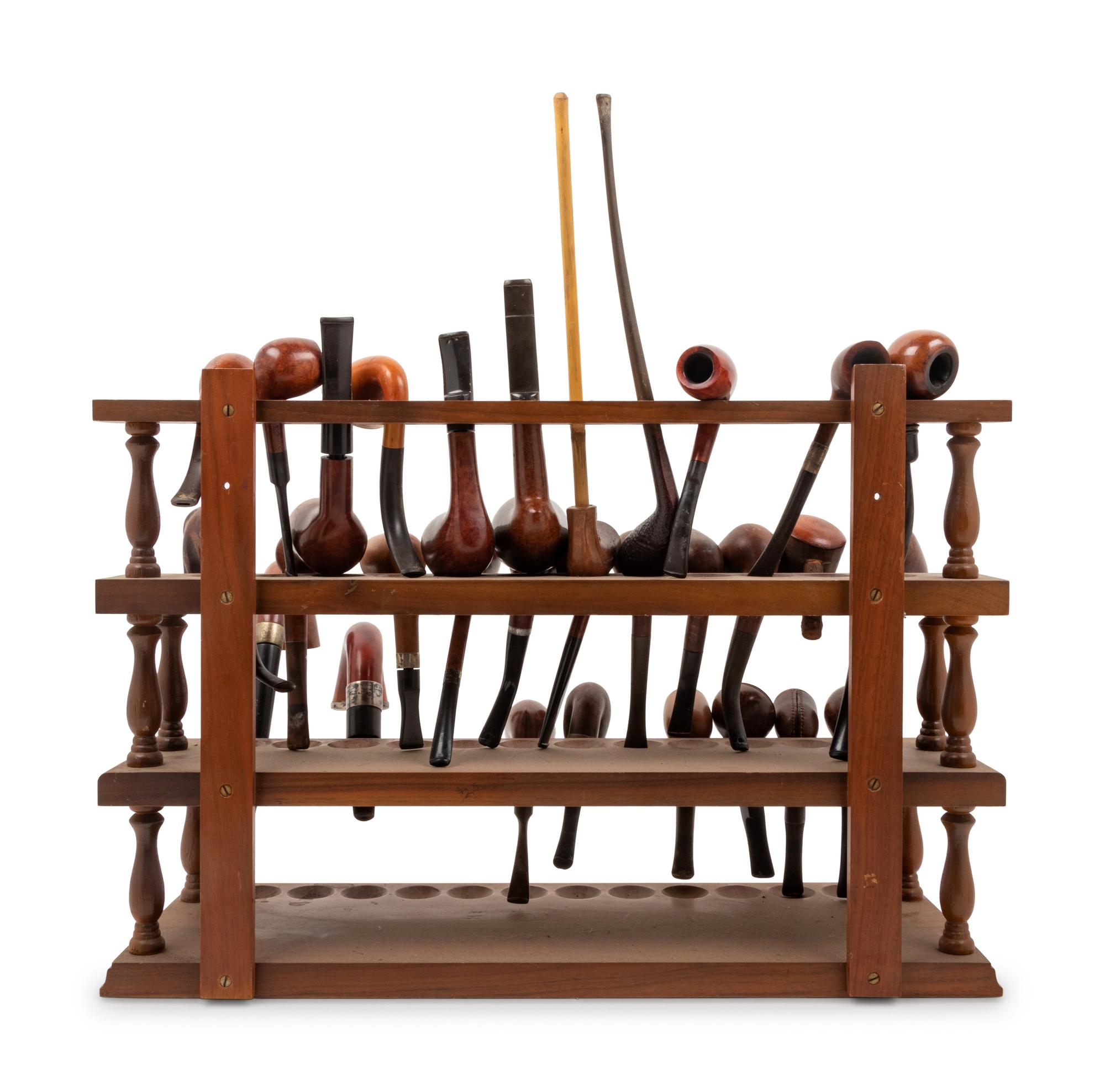 A Large Collection of Wood Briar Smoking Pipes