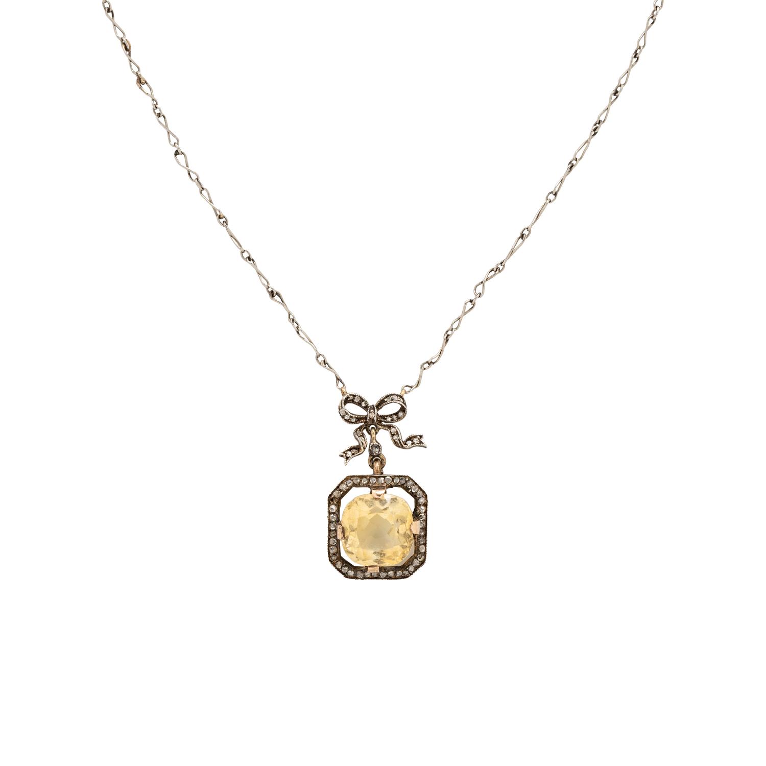 RUSSIAN, ANTIQUE, CITRINE AND DIAMOND NECKLACE