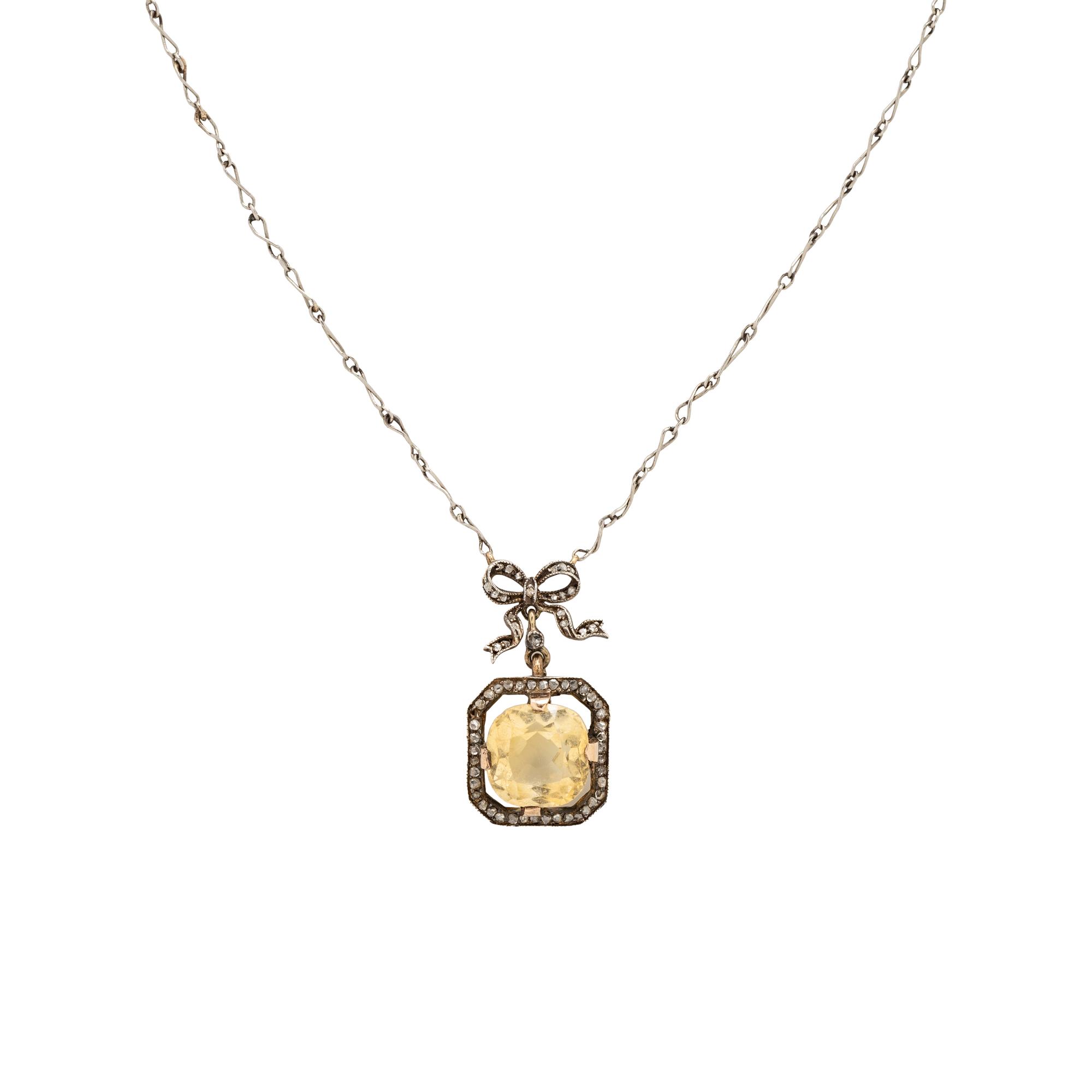 RUSSIAN, ANTIQUE, CITRINE AND DIAMOND NECKLACE