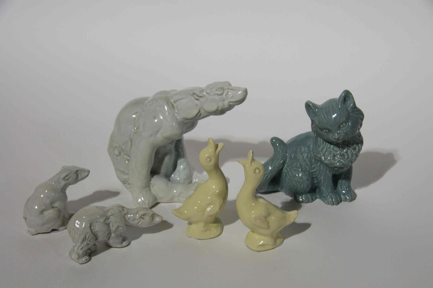 A Group of Six Haeger Pottery Figures Height of tallest 6 3/4 inches. — 1940s