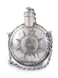 Navajo Heavily Stamped Silver Tobacco Canteen