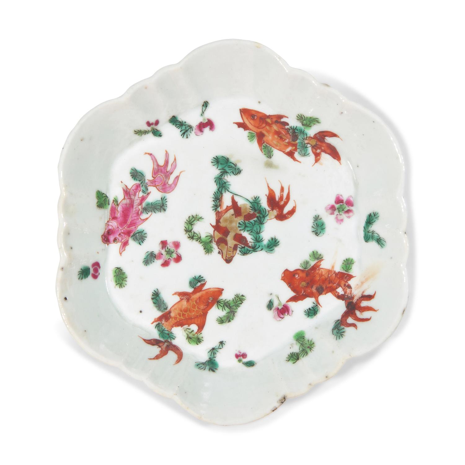 Eight Chinese Export Porcelain Famille Rose Tea and Table Wares