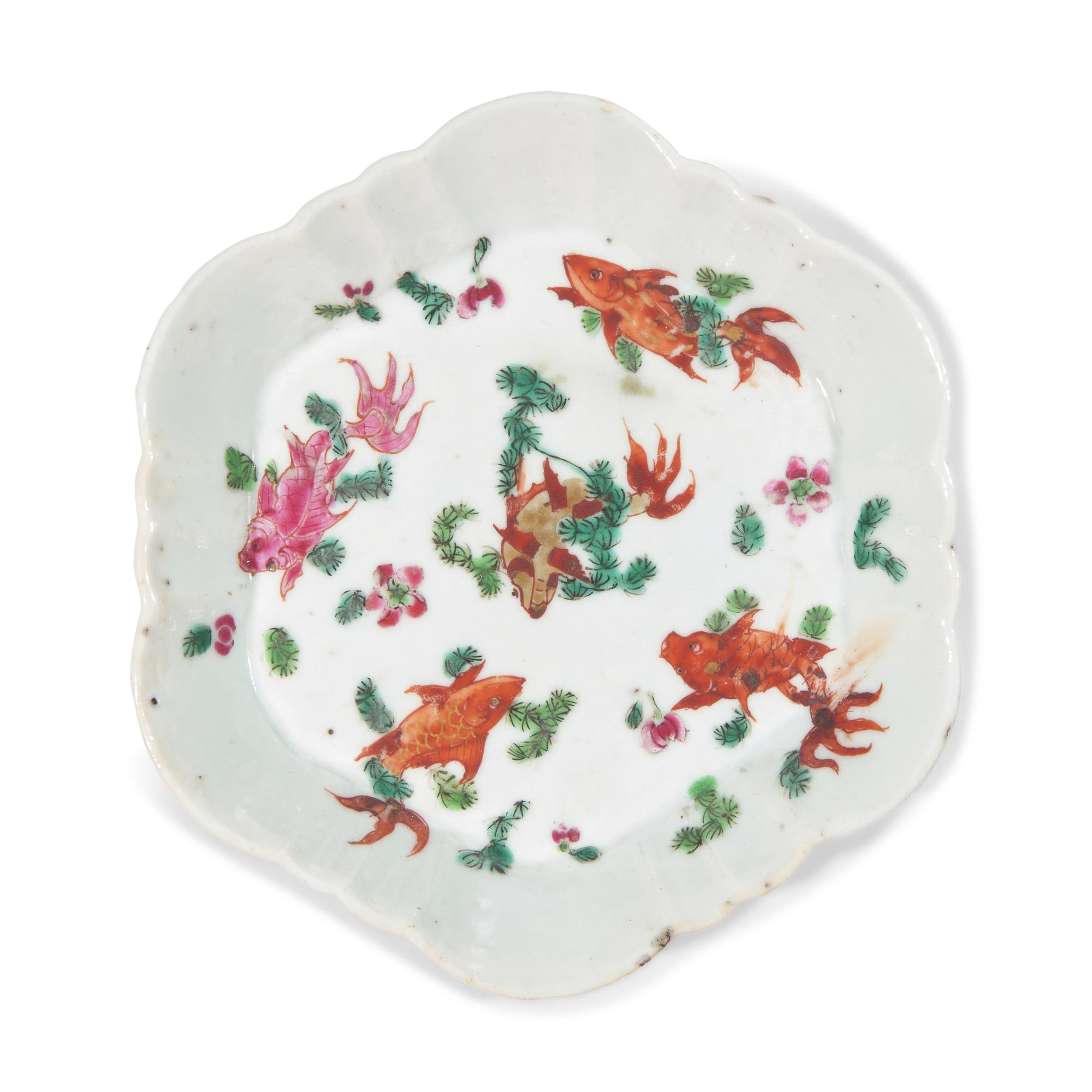 Eight Chinese Export Porcelain Famille Rose Tea and Table Wares