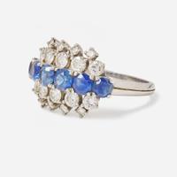 A J.E. Caldwell Platinum, Sapphire, and Diamond Ring