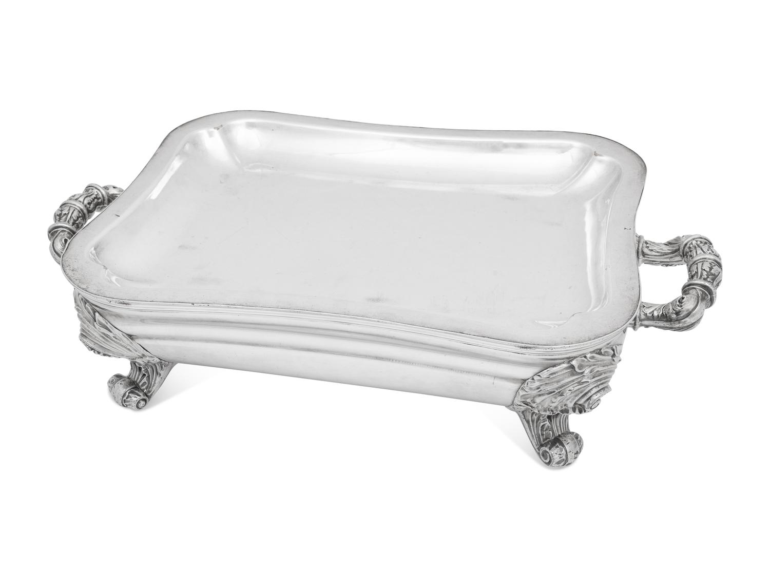 A George IV Silver Covered Serving Dish and Warming Stand