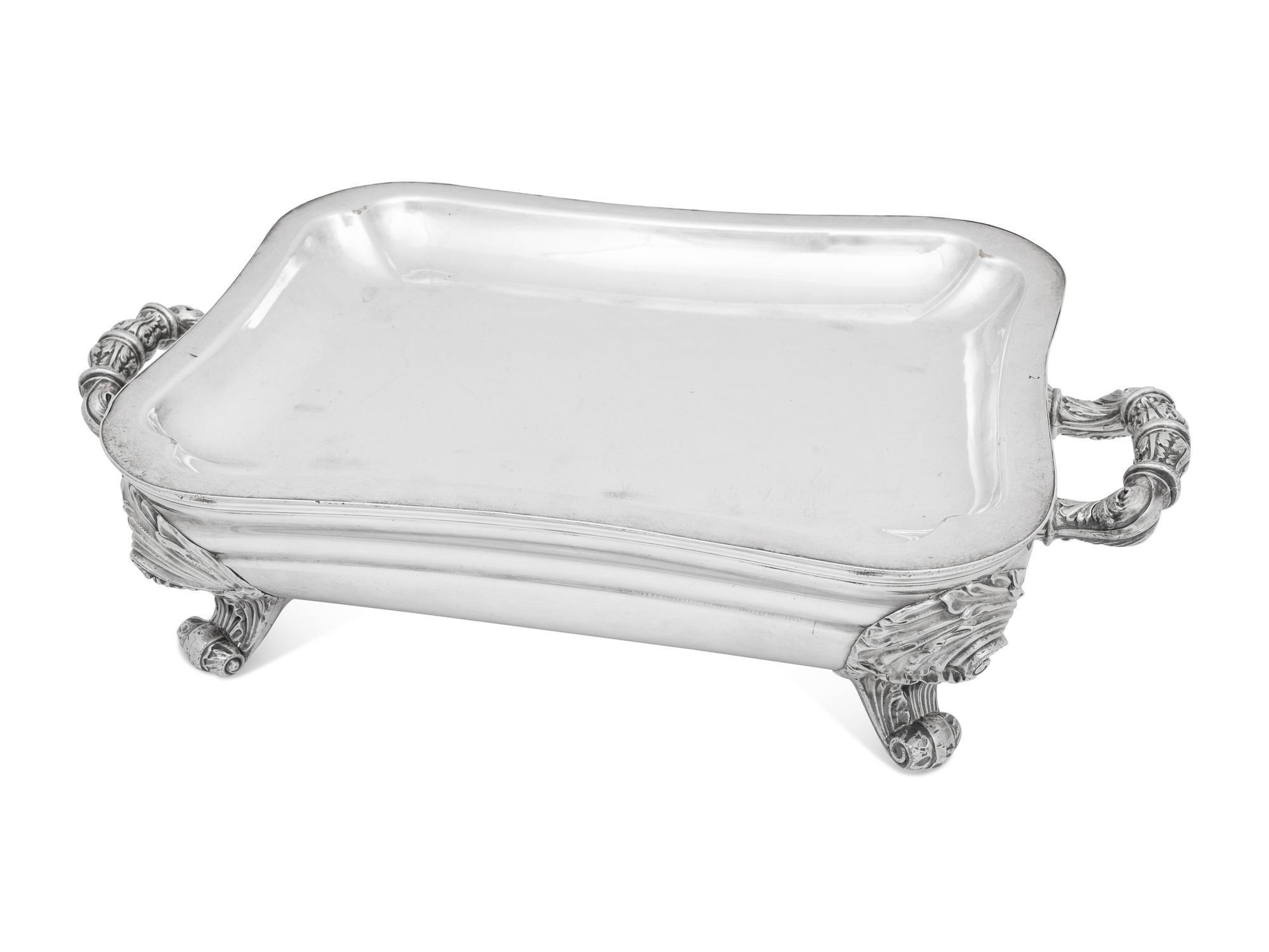A George IV Silver Covered Serving Dish and Warming Stand