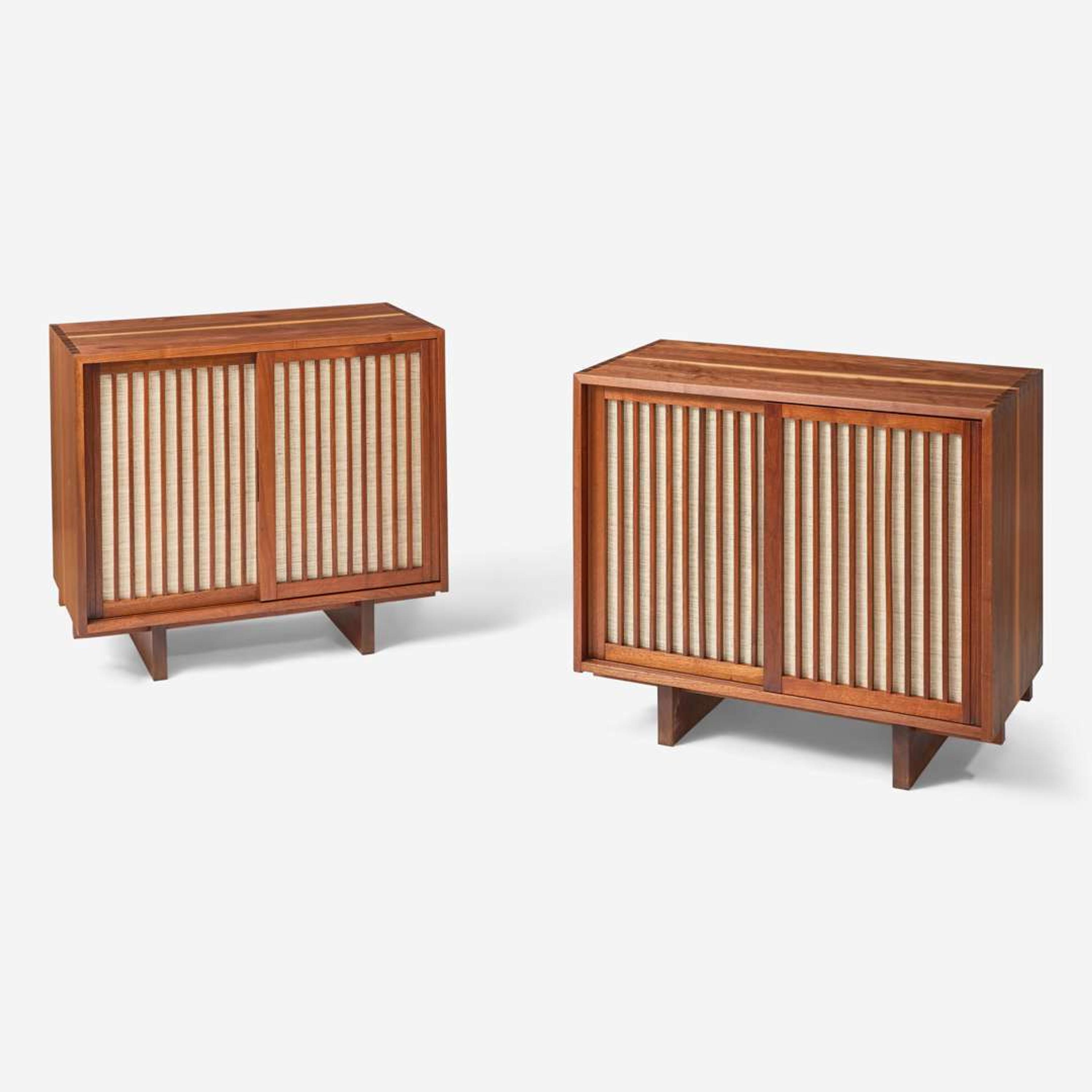 George Nakashima (American, 1905-1990) Pair of Special Double Sliding-Door Cabinets, New Hope, Pennsylvania, 1962
