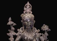 A Nepalese patinated bronze figure of Tara, possibly 19th century 銅加漆尼泊爾度母造像 可能為十九世紀