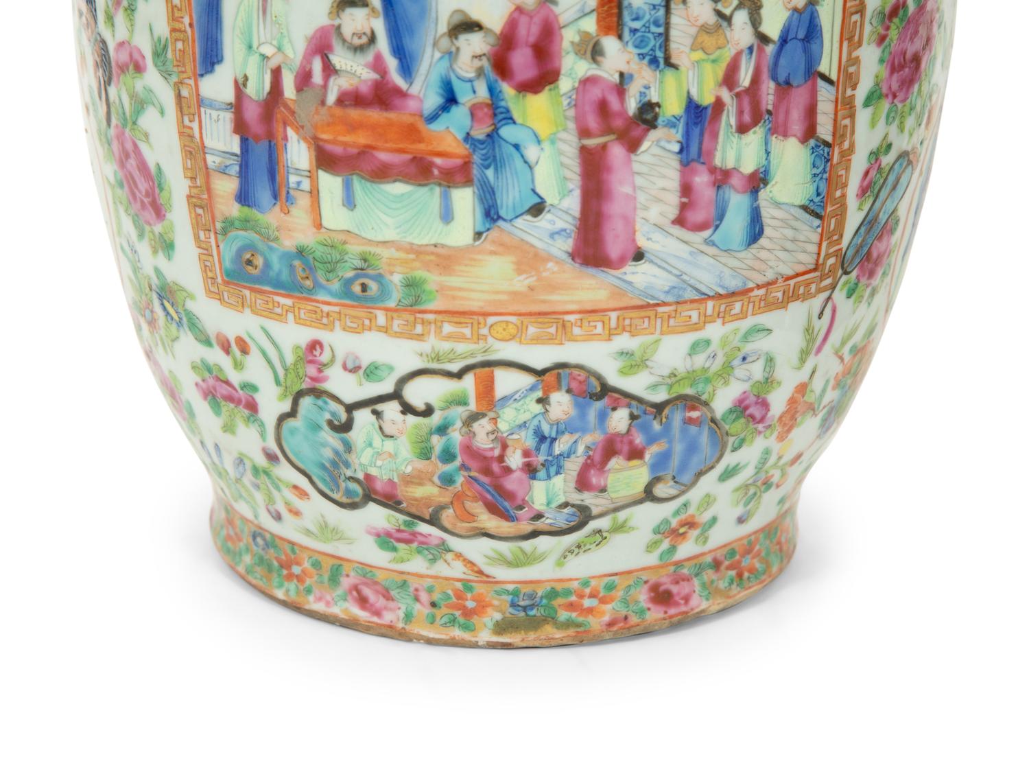 A Pair of Chinese Export Famille Rose Porcelain Vases