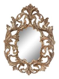 An Italian Baroque Style Silvered Wood Mirror