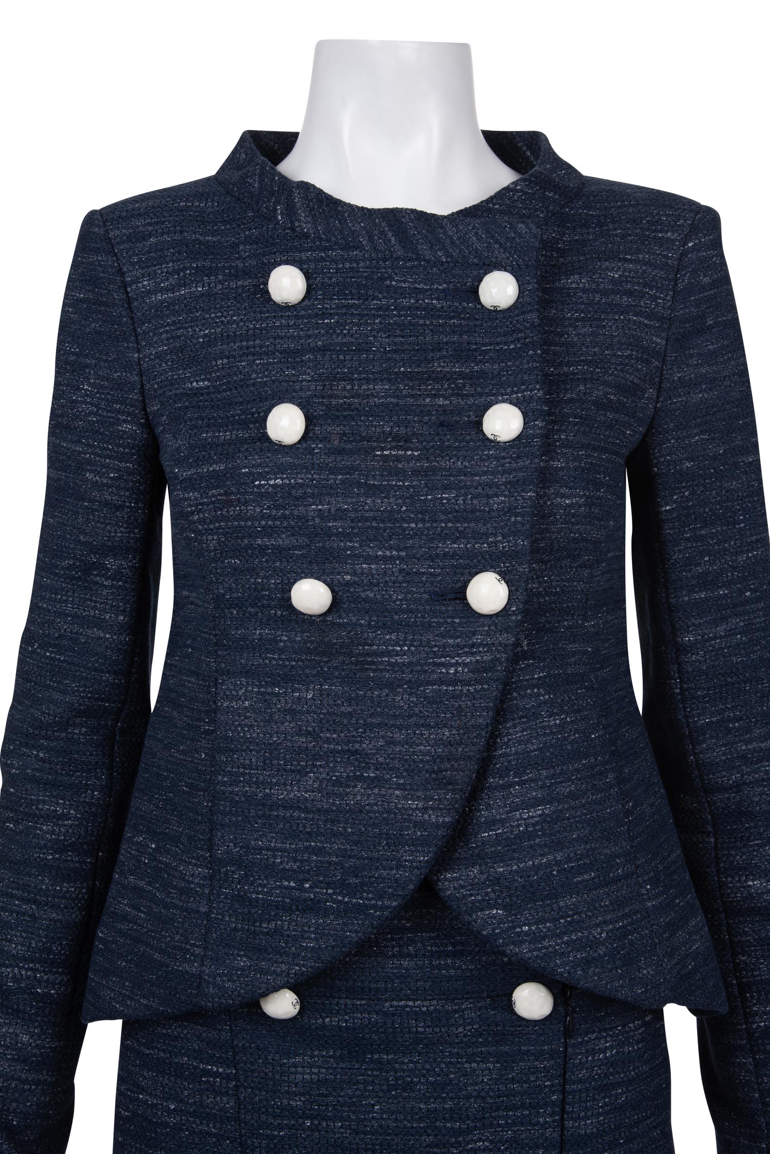 Chanel Tweed Double Breasted Skirt Suit, 1990-2000s