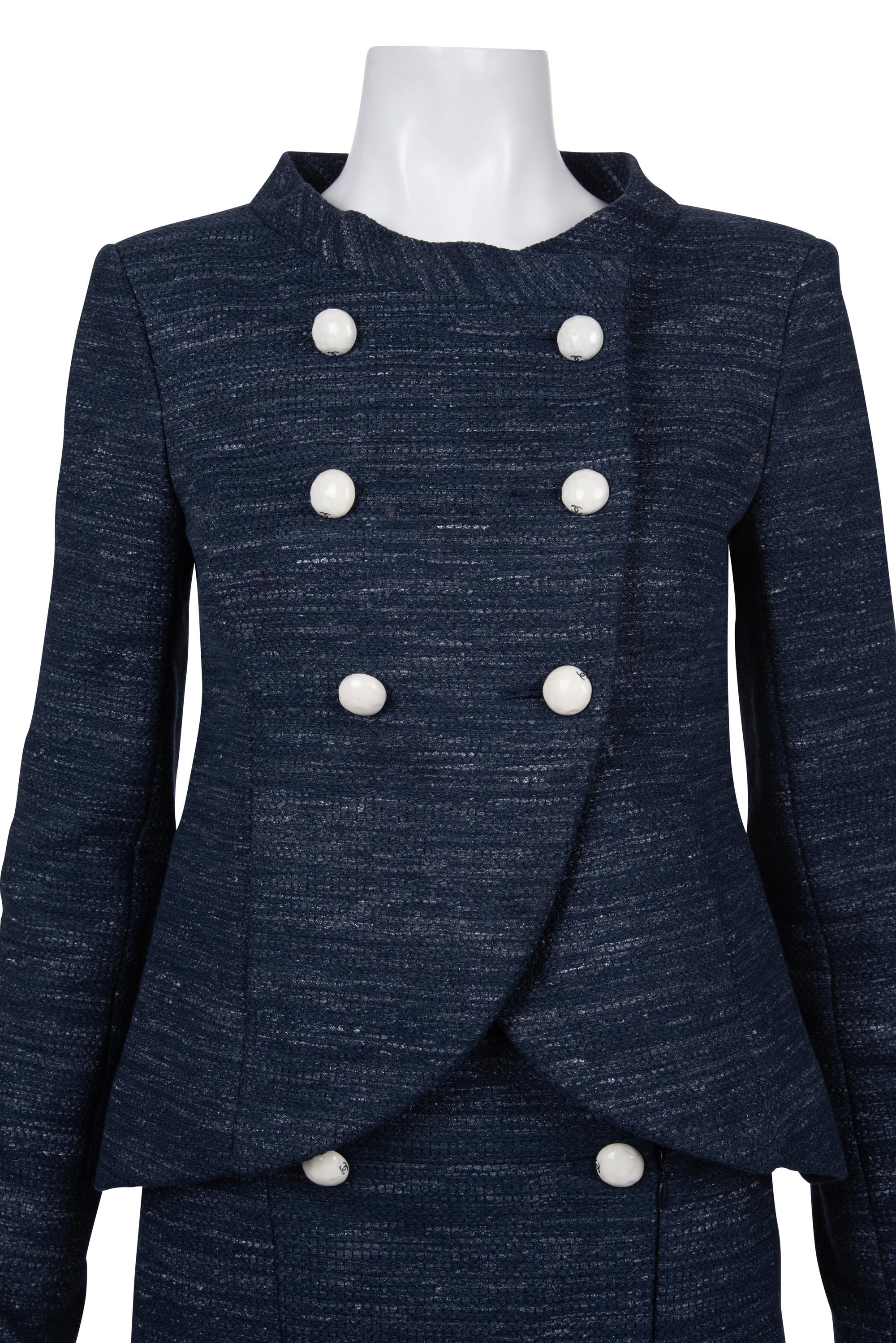Chanel Tweed Double Breasted Skirt Suit, 1990-2000s