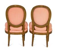 A Pair of Louis XVI Parcel-Gilt Petite Boudoir Chairs — 19TH CENTURY