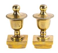 A Pair of Decorative Brass Finials Height of first 3 1/2 inches.