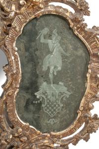 An Italian Silvered Wood and Etched Glass Mirror
