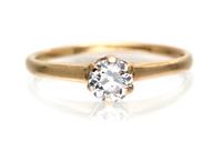 An Antique 14 Karat Yellow Gold and Diamond Solitaire Ring, 1.50 dwts.