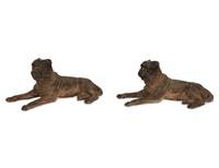 A Pair of English Painted Terracotta Pugs