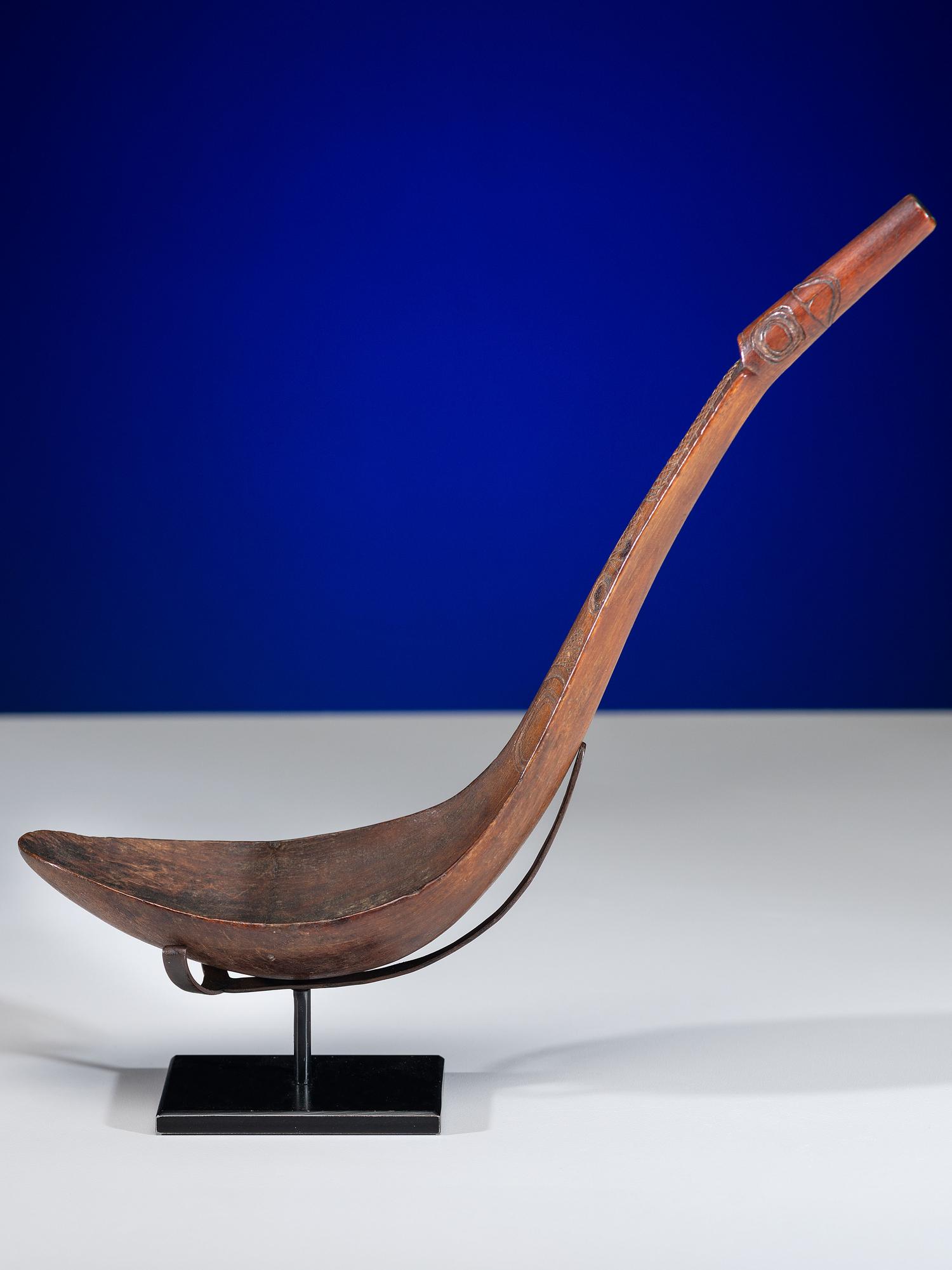 Northwest Coast Mountain Sheep Horn Carved Ladle