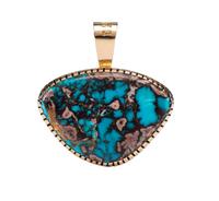 14k Gold and Sterling Silver Pendant, with Bisbee Turquoise Lot is located and will ship from Denver, Colorado.